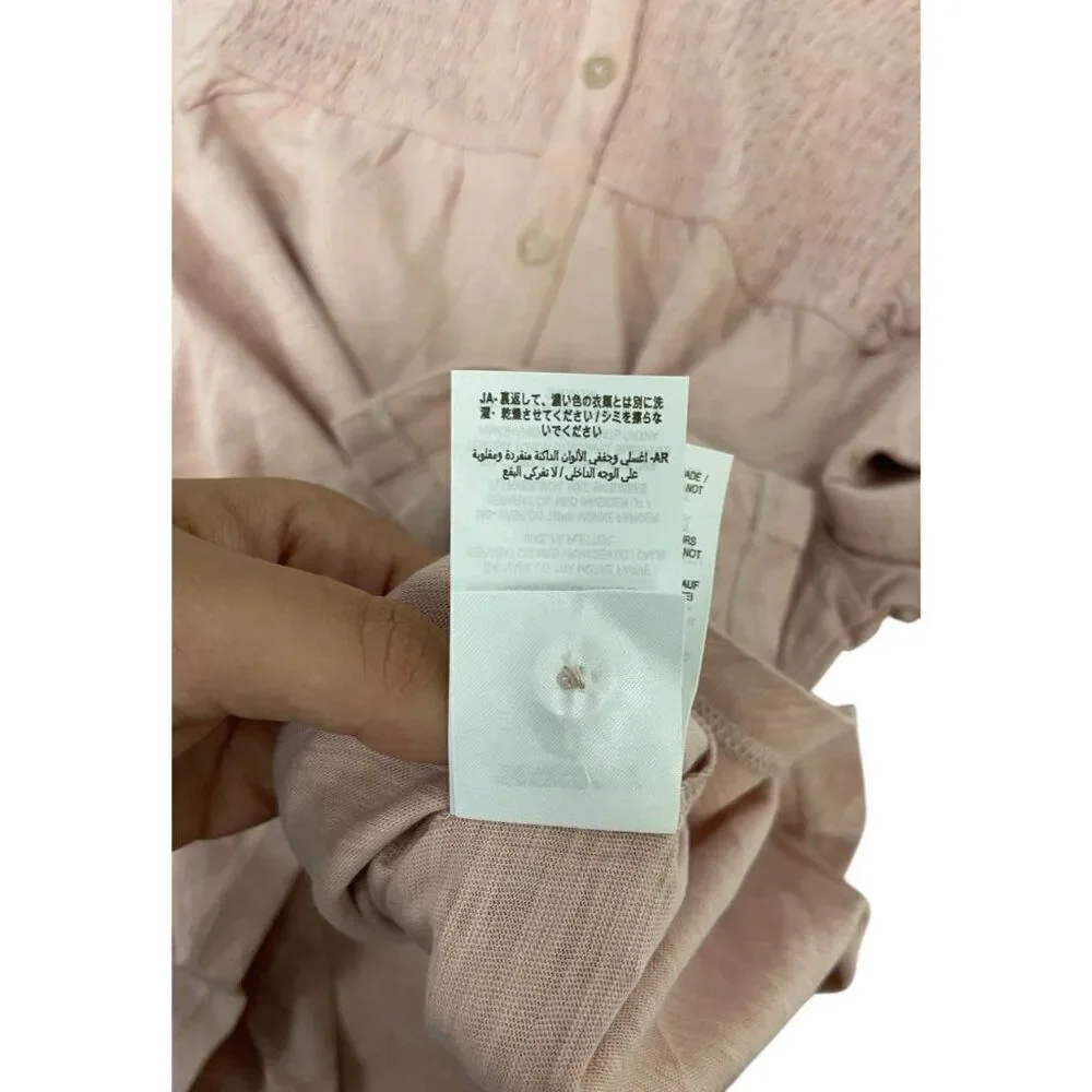 Boden Womens Top Shirt UK 12 US 8 Pink Puff Sleeve Smocked Blouse T0878 NWT